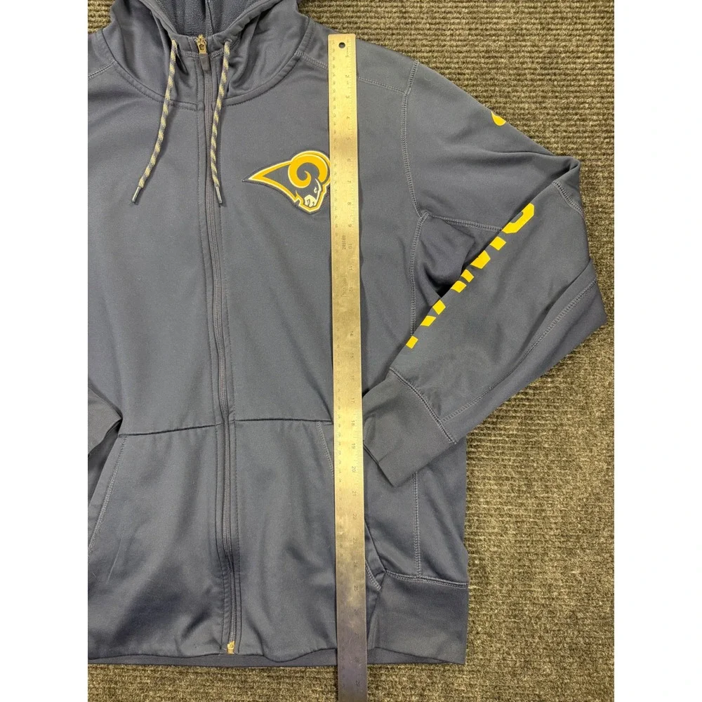 Nike Mens Los Angeles Rams Therma-FIT Full Zip Hoodie Navy Blue L 748069-419